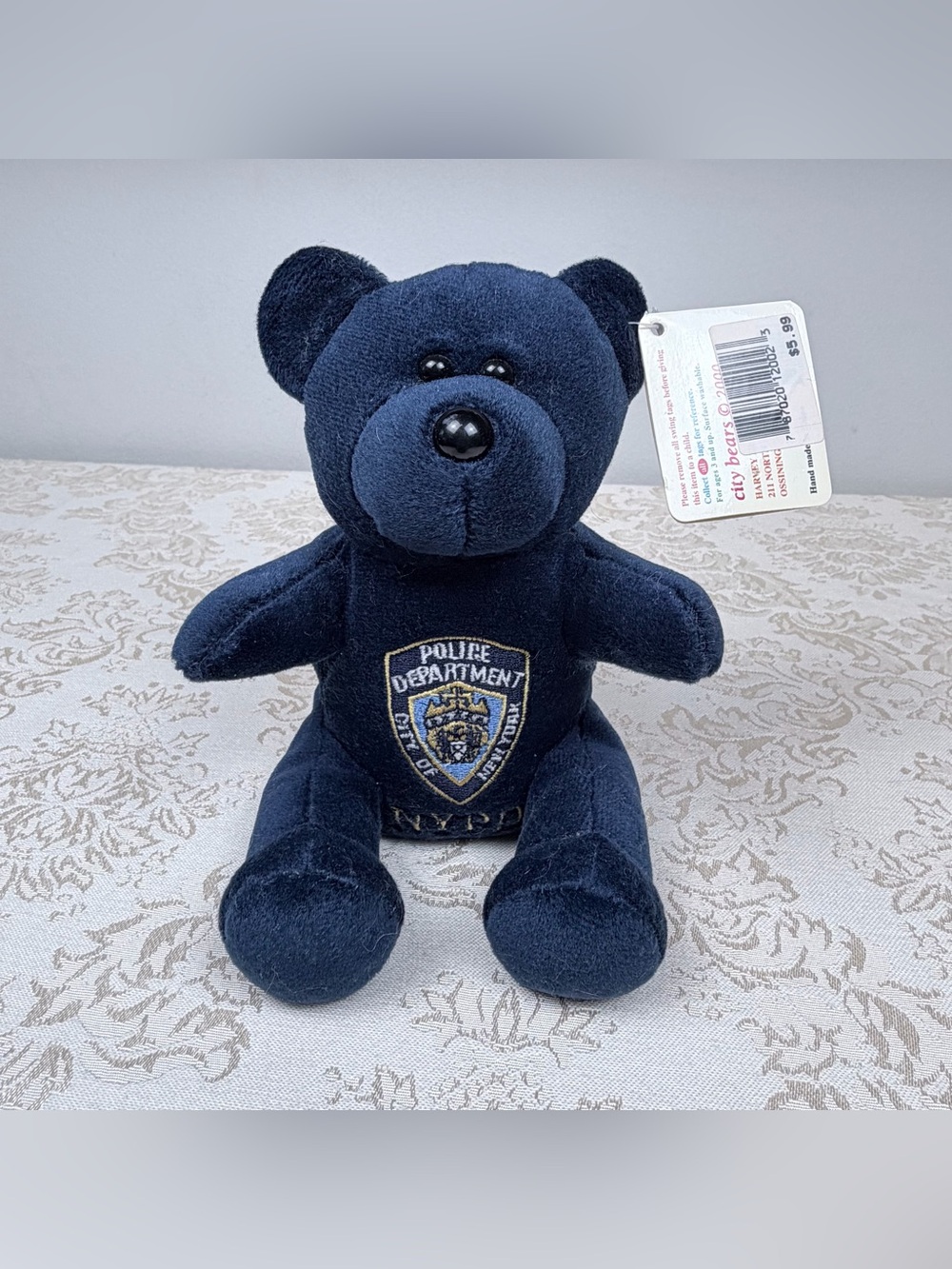 Vintage NYPD Police Department Navy Blue Plush Bear, 2000